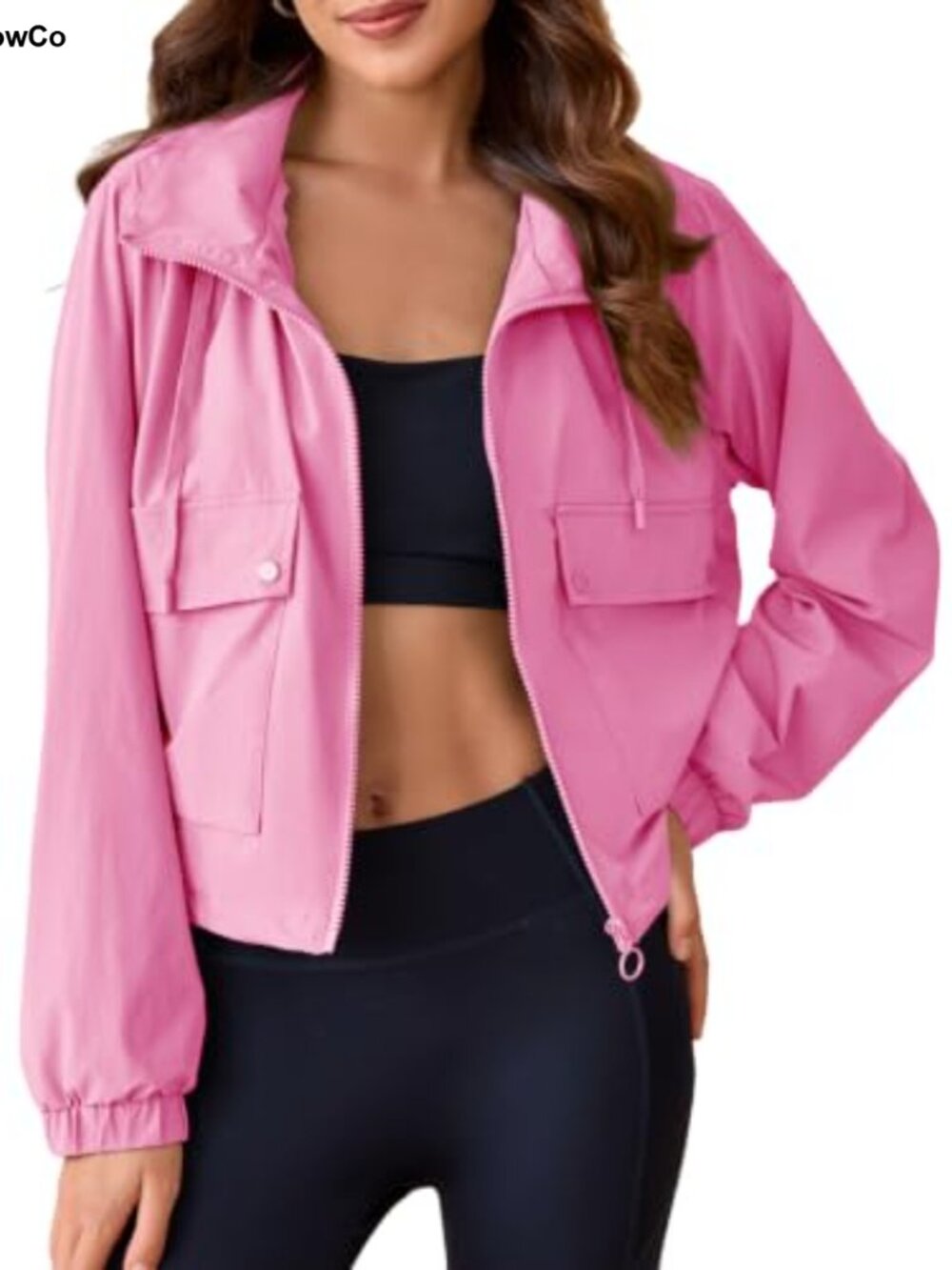 Cropped Military Long Sleeve Jacket with Pockets, Utility Anorak